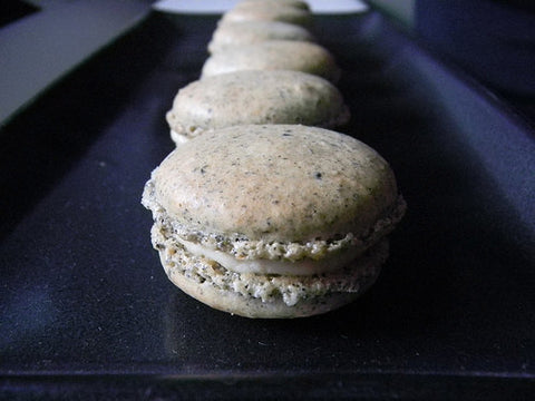MOTO vs. Ladurée: Black Sesame + Kinako Macarons
