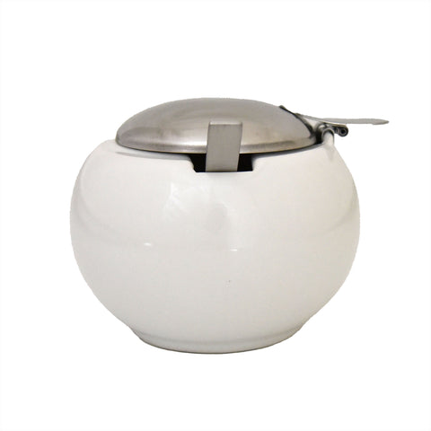 White Condiment Pot w. Spoon