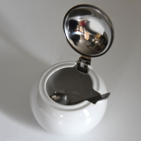 White Condiment Pot w. Spoon