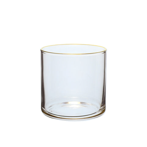 Toyo-Sasaki Japanese Medium Flat-Bottom Circle Glasses with Gold Rim